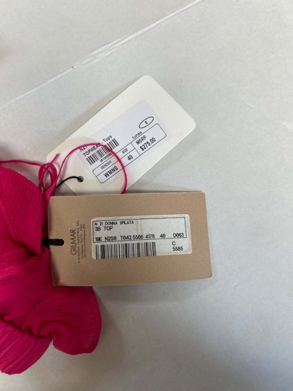 GILMAR N21 V Neck Silk Textured Mesh Bralette Top Hot Pink Size Small NWT - Picture 3 of 4